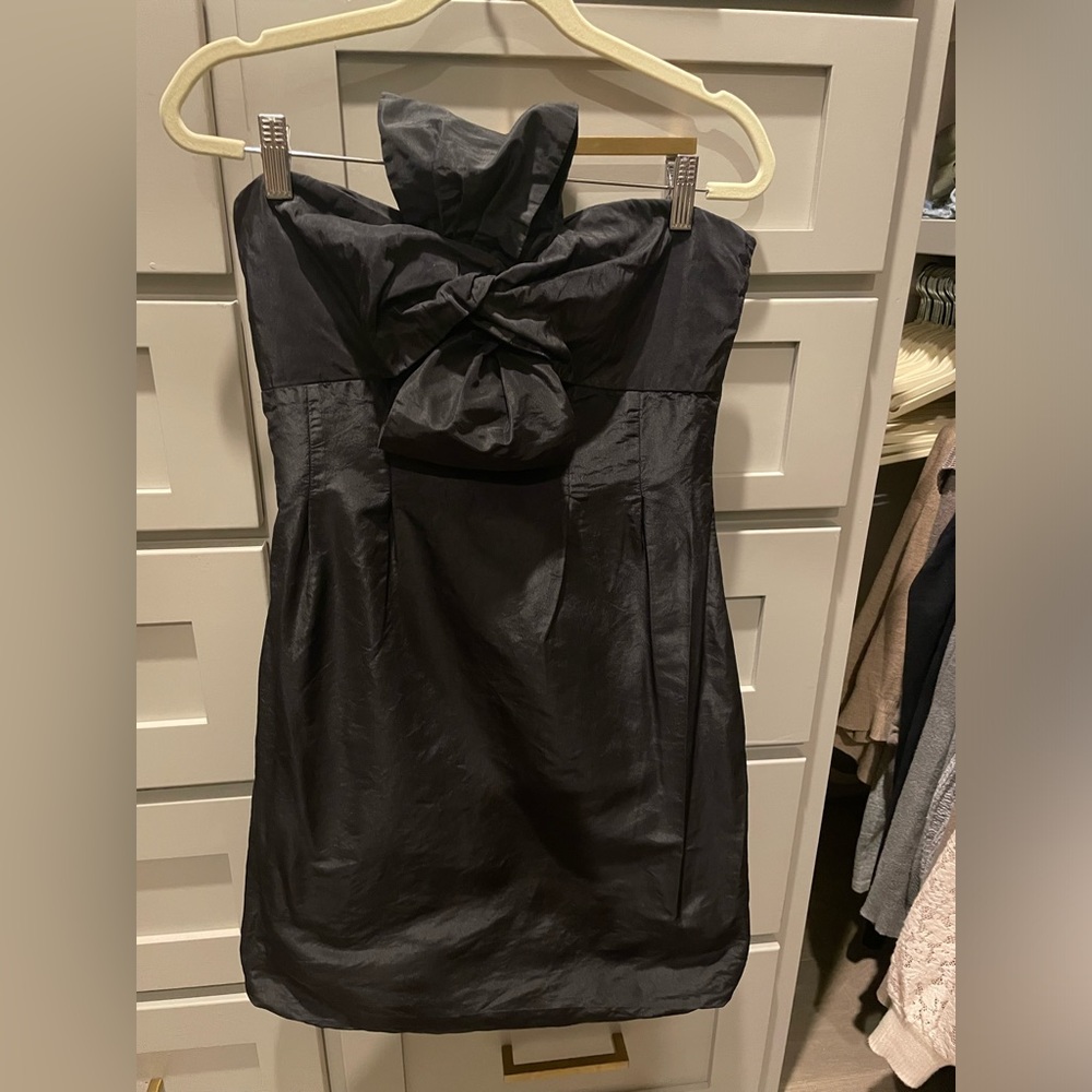 J Crew Bridesmaid Silk dress, black bow top, Size 2